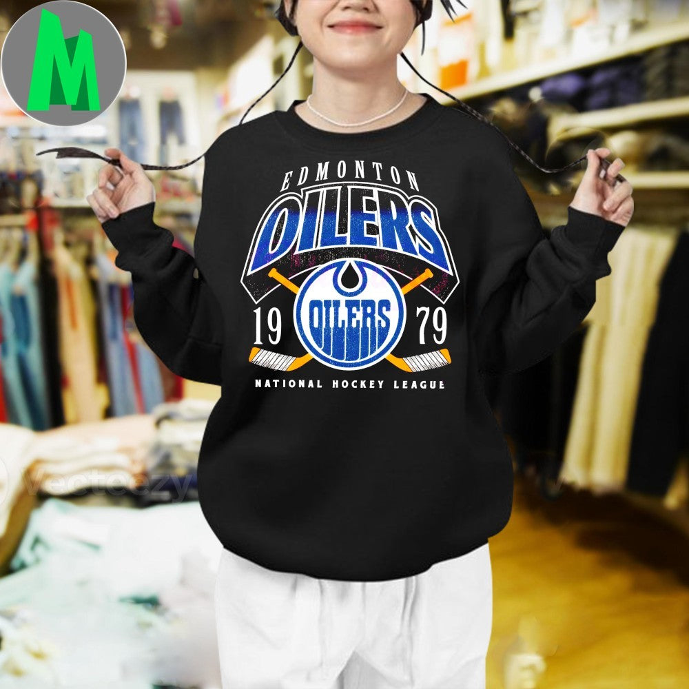 Design Vintage Edmonton Oilers Locker Room Retro 1979 Hockey Shirt