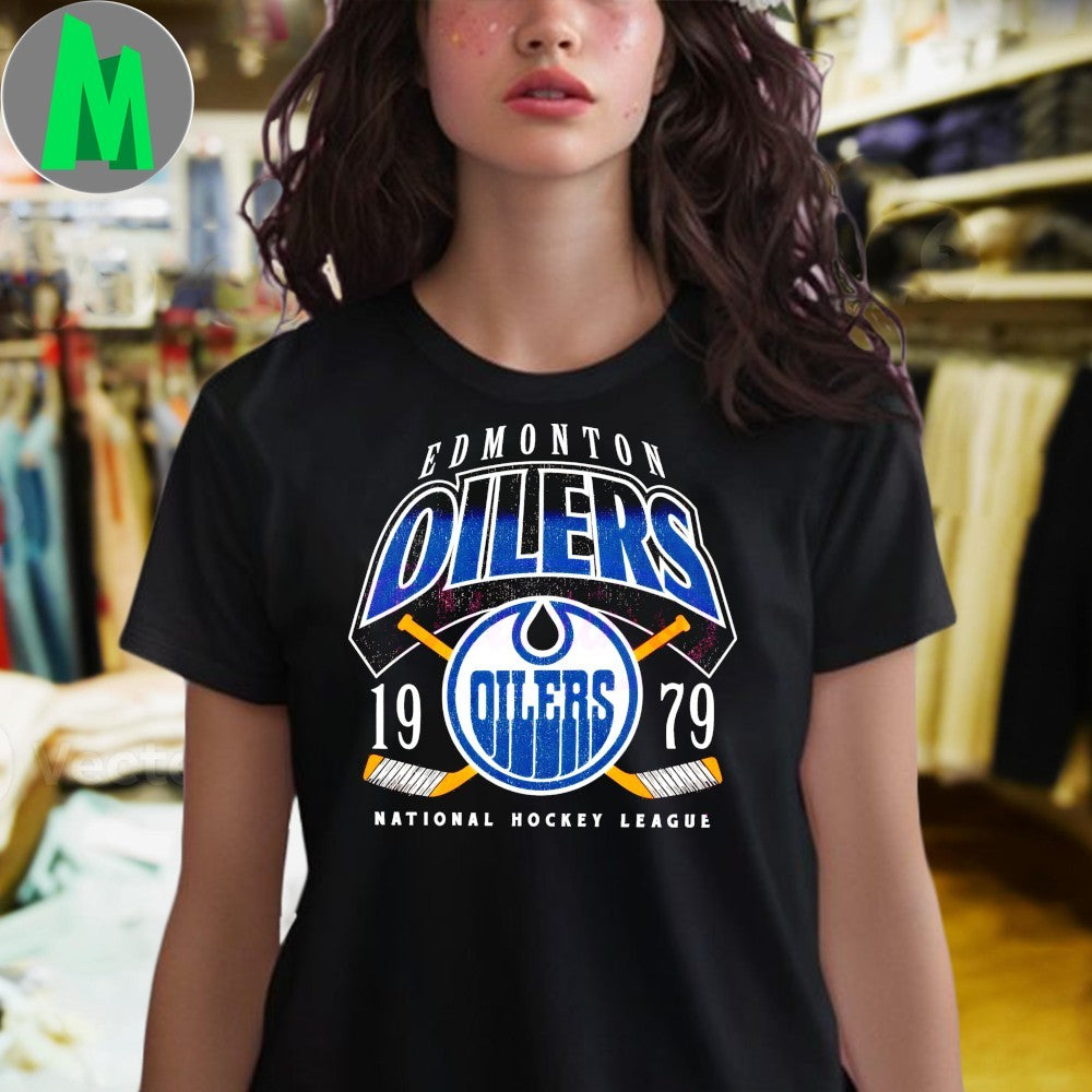 Design Vintage Edmonton Oilers Locker Room Retro 1979 Hockey Shirt