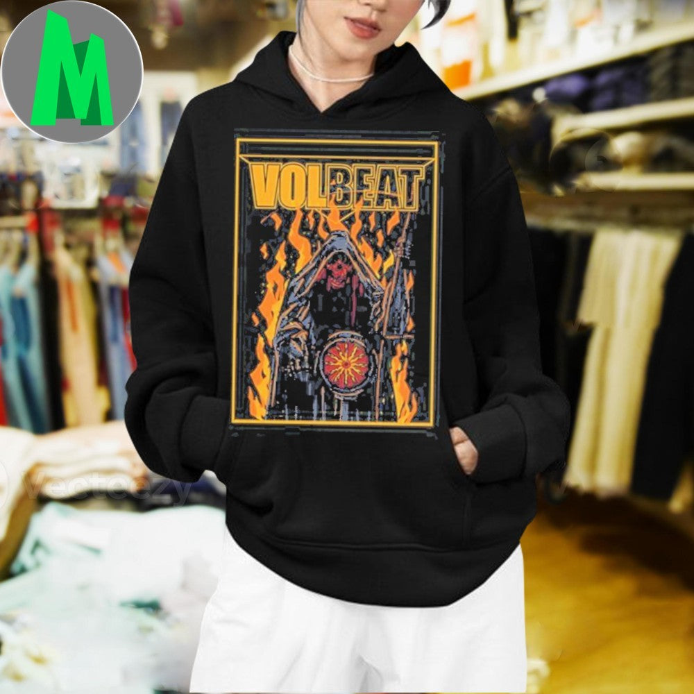 Design Volbeat Heavy Metal Rock Band Grim Reaper Flames Metal Hammer Issue 401 Exclusive Fan Shirt