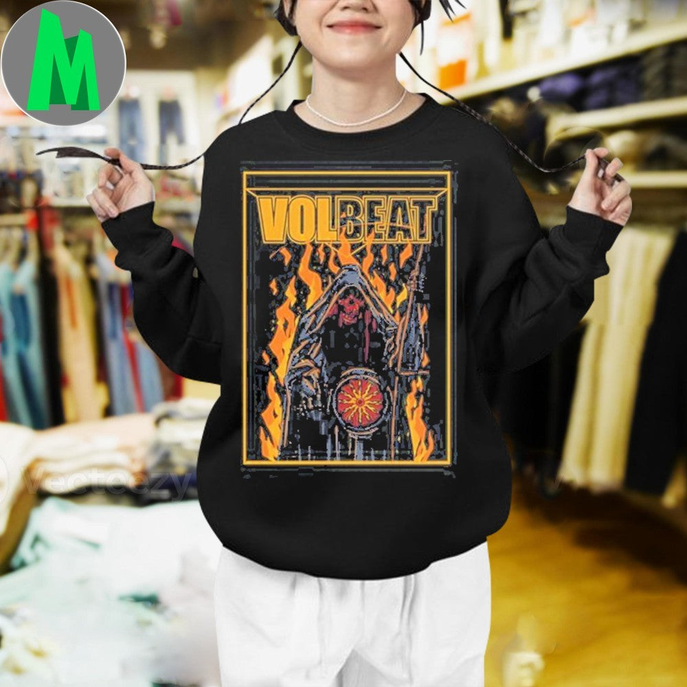 Design Volbeat Heavy Metal Rock Band Grim Reaper Flames Metal Hammer Issue 401 Exclusive Fan Shirt