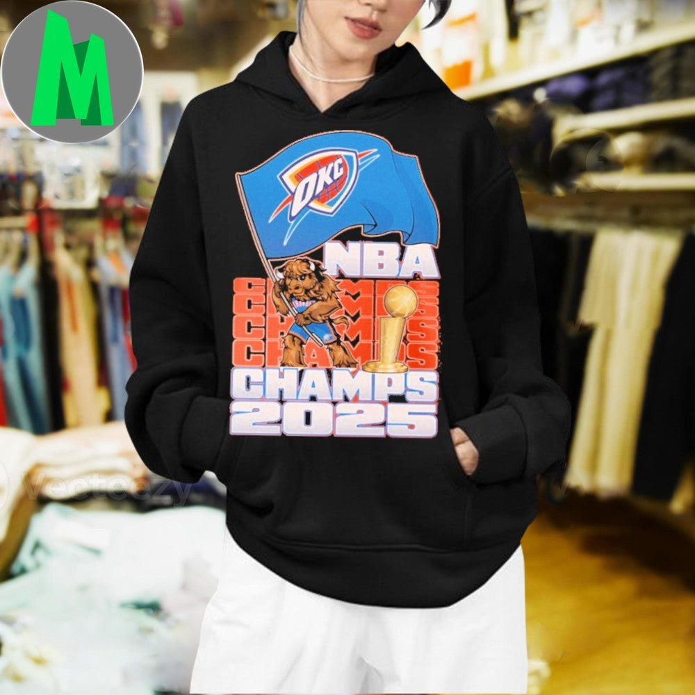 Design Youth OKC Thunder 2025 NBA Champions Rumble Flag Graphic T-Shirt