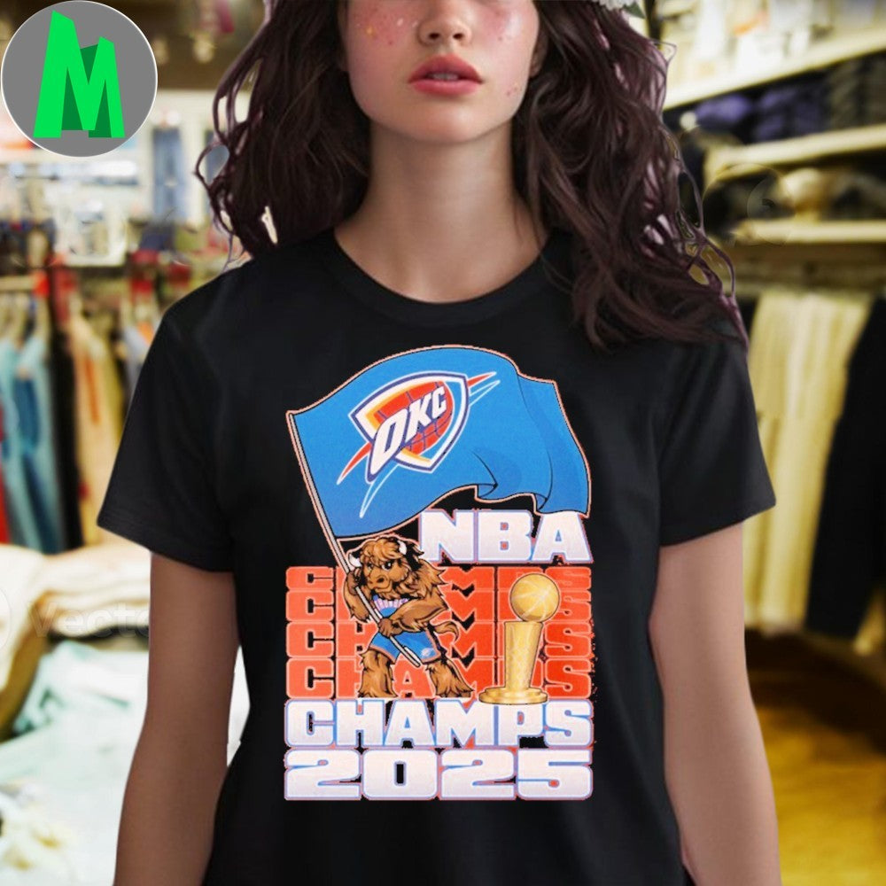 Design Youth OKC Thunder 2025 NBA Champions Rumble Flag Graphic T-Shirt