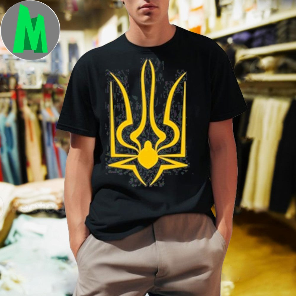Design Yuri The Coat Of Arms Of Ukraine Spider Web Patriotic Support Graphic T-Shirt