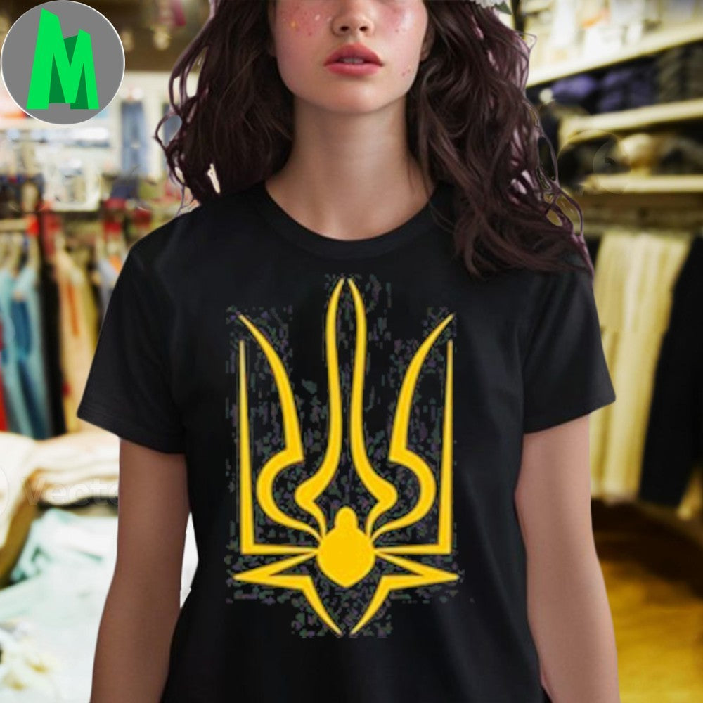 Design Yuri The Coat Of Arms Of Ukraine Spider Web Patriotic Support Graphic T-Shirt