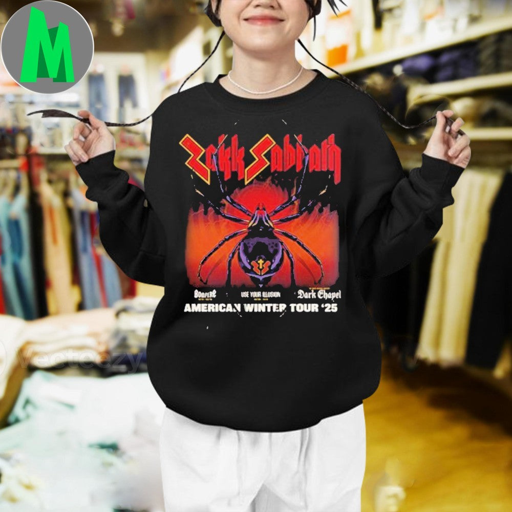 Design Zakk Sabbath Heavy Metal Spider American Winter Tour 2025 Schedule Concert Fan Shirt