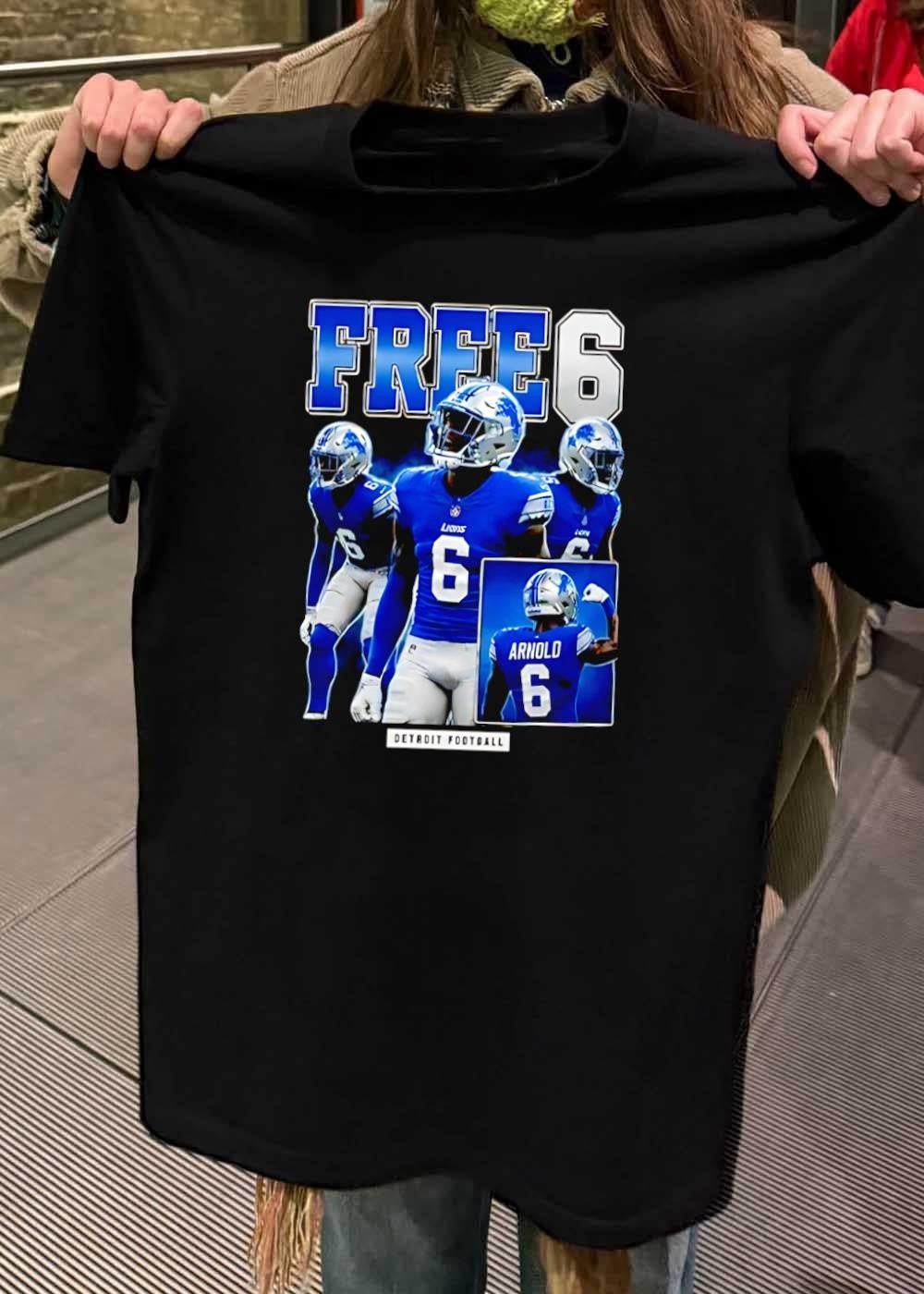 Detroit Lions Free 6 Arnold Football T-Shirt