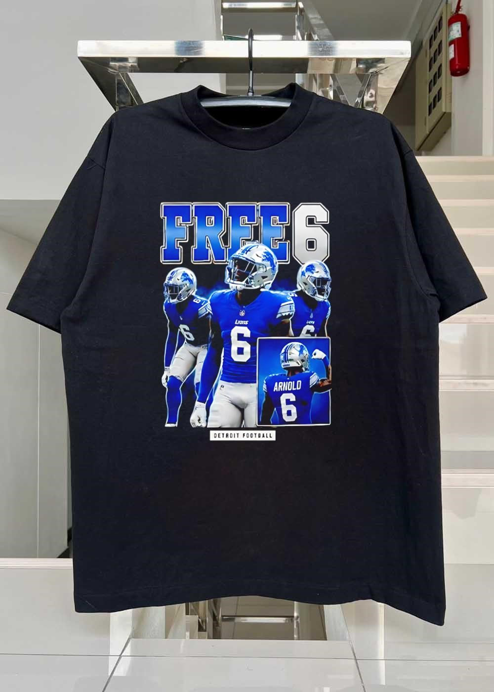 Detroit Lions Free 6 Arnold Football T-Shirt