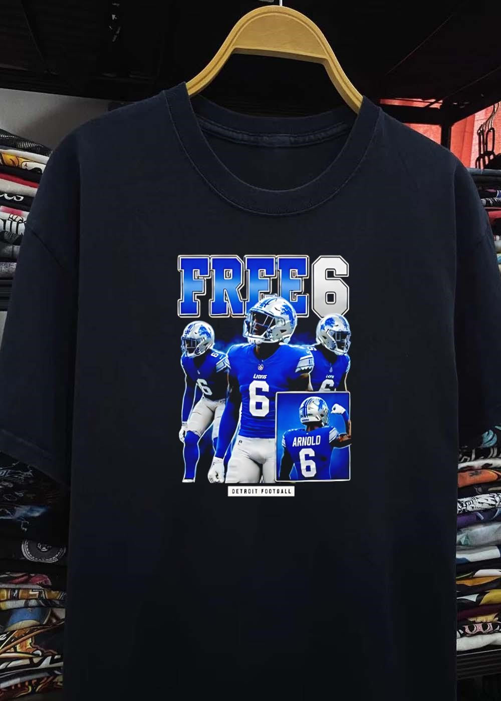 Detroit Lions Free 6 Arnold Football T-Shirt