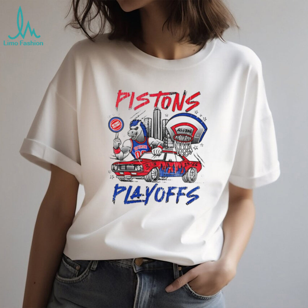 Detroit Pistons Mascot Hooper Muscle Car Playoffs Streetwear T Shirt