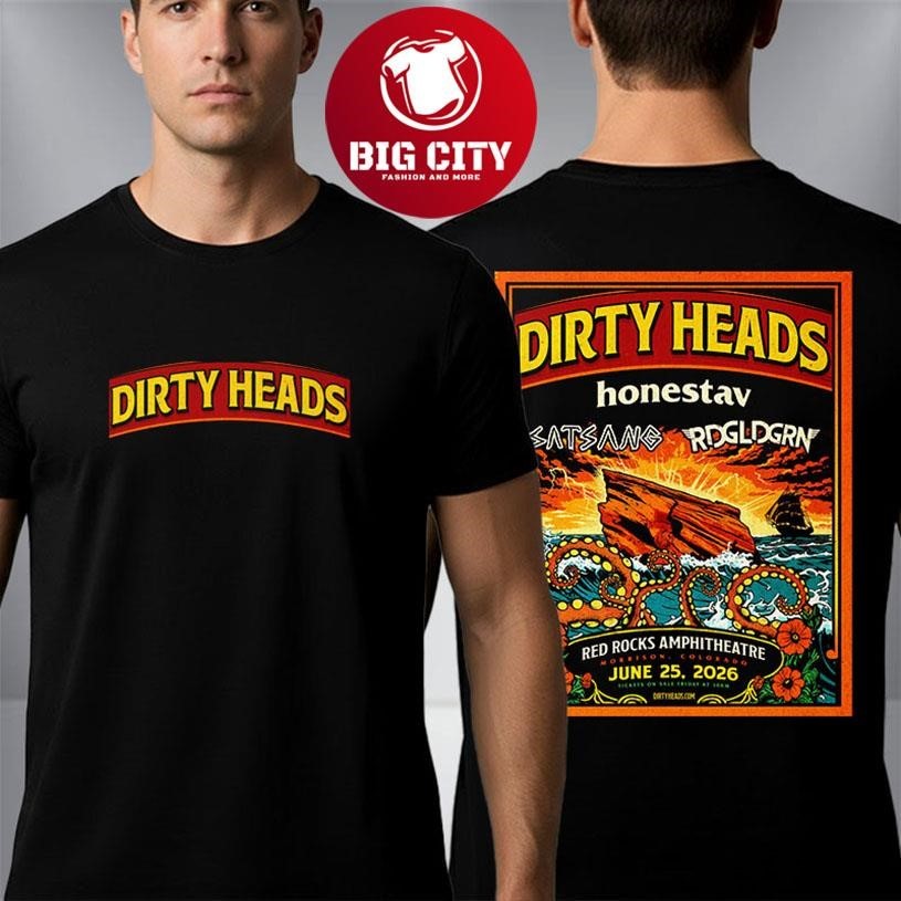 Dirty Heads Venue Poster Show At Red Rocks Amphitheatre On June 25 2026 Two Sided Shirt