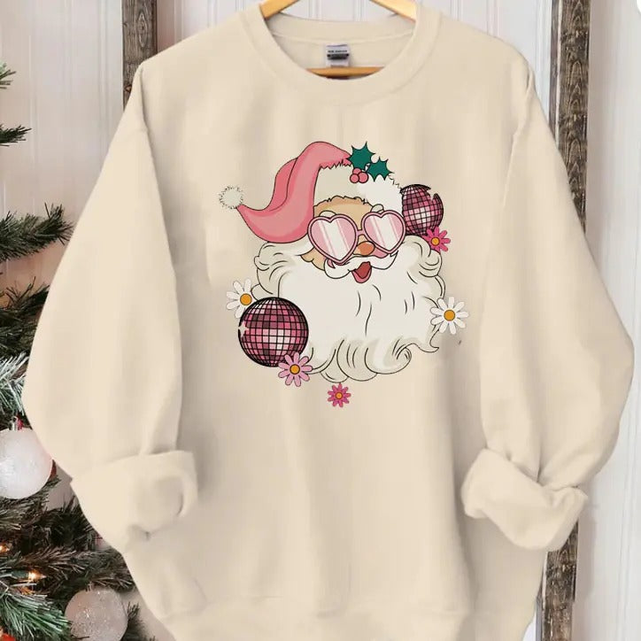 Disco Santa Shirt, Xmas Sweatshirt, Women Christmas Santa Shirts, Cute Vintage Santa Shirt, Classic Xmas Shirt, Christmas...