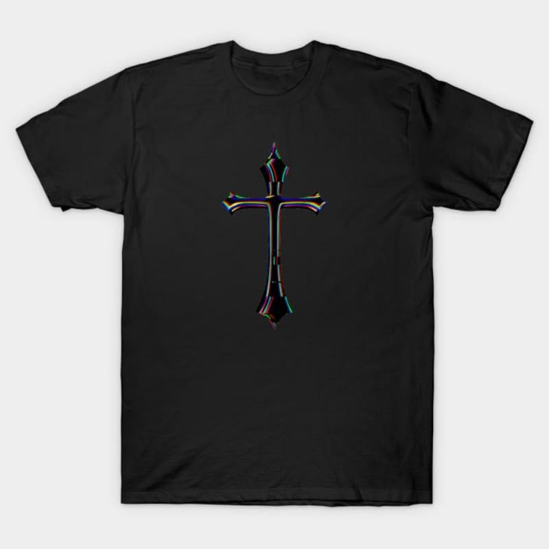 Distressed Cross T-Shirt: Edgy Look for Cool Vibes Hoodie, Sweatshirt | UrbanDripWear.com