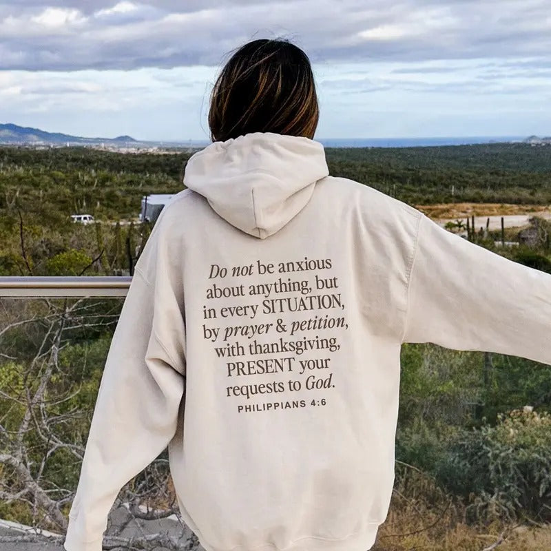 Do Not Be Anxious Hoodie Words On Back Aesthetic Christian Apparel Inspiring Bible Hoodie Faith Christianity Religious...