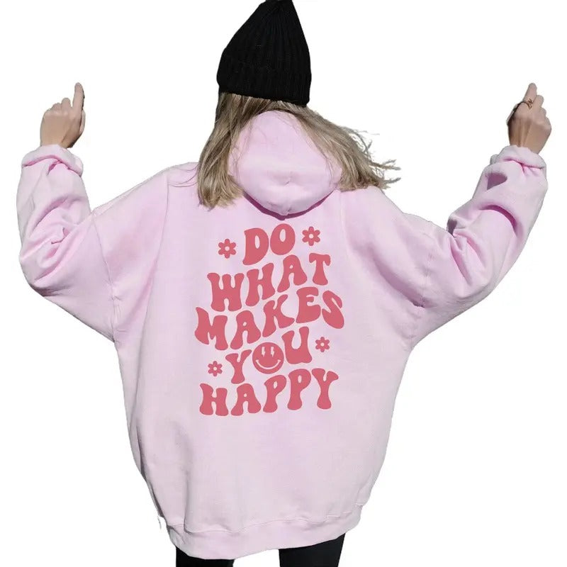 Do What Makes You Happy Sweatshirt, Aesthetic VSCO Crewneck Sweatshirt, Teens Clothes Knit Womenswear Casual Comfort...