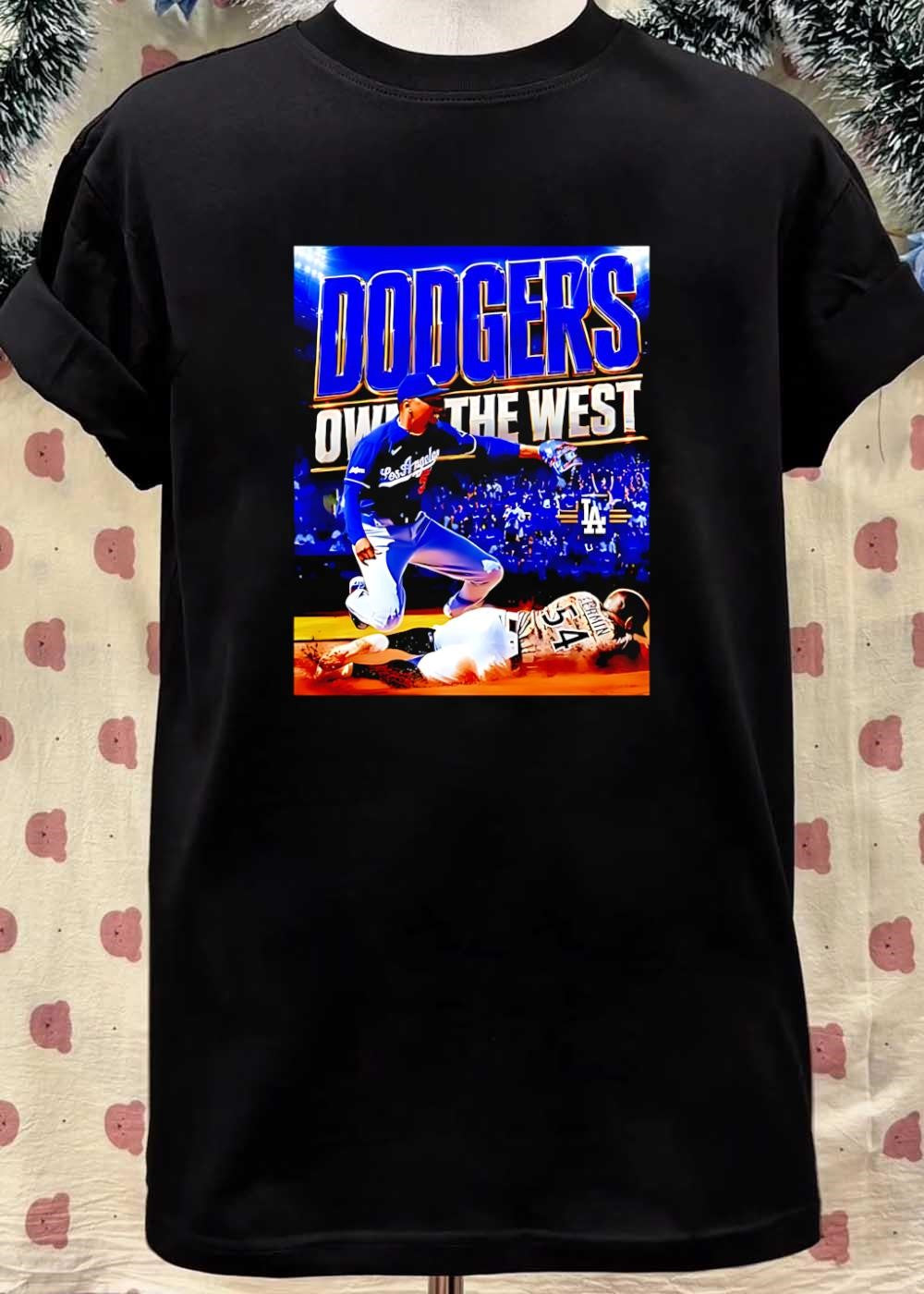 Dodgers Own the West Los Angeles Baseball Action T-Shirt