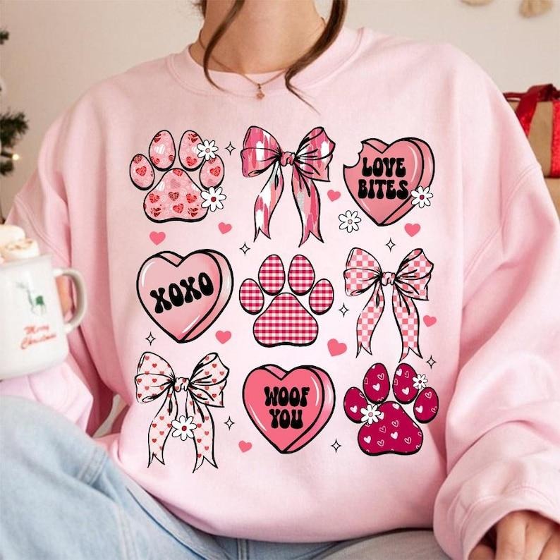 Dog Mama Coquette Sweatshirt  Dog Mom Valentine Png, Valentine Coquette Bow T-Shirts, Hoodie | UrbanDripWear.com