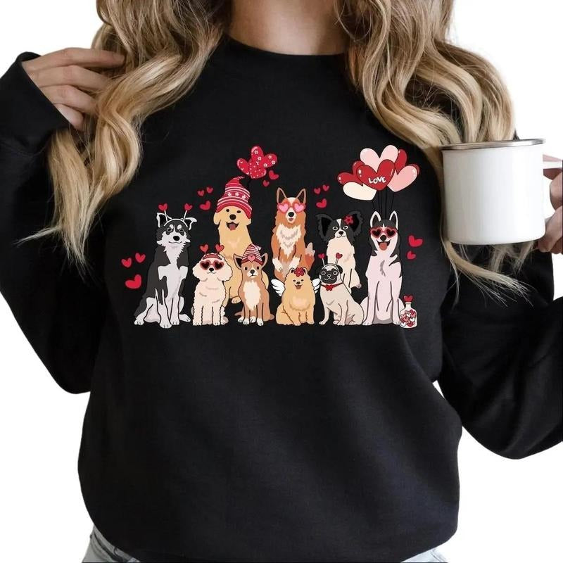 Dog Mama Sweatshirt, Valentine Lovely Dog Sweatshirt for Women T-Shirts, Hoodie | UrbanDripWear.com