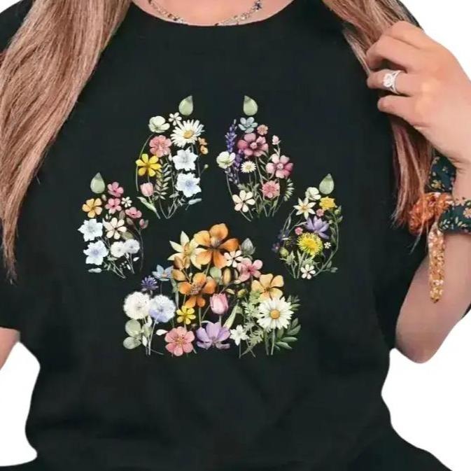 Dog Paw T-Shirt, Comfort Color Dog Mom Shirt, Mother's Day Gifts, Dog Lover Shirt For Mom, Dog Paw Sweatshirt, Floral Dog...