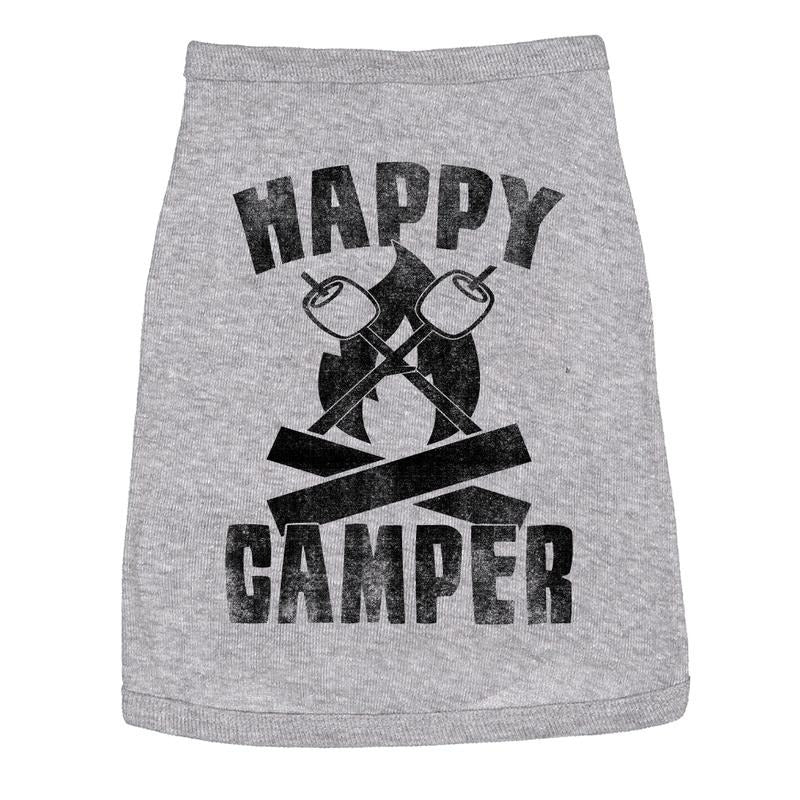 Dog Shirt Happy Camper Cute Outdoor Clothes for Family Pet Funny Camping Puppy Shirt Grey Hoodie, Sweatshirt
