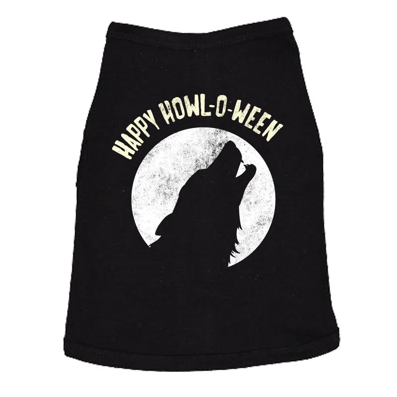 Dog Shirt Happy Howl-O-Ween Shirt Funny Halloween Wolf Tee For Family Pet Halloween Shirt For Dogs Funny Dog Puppy Shirt...