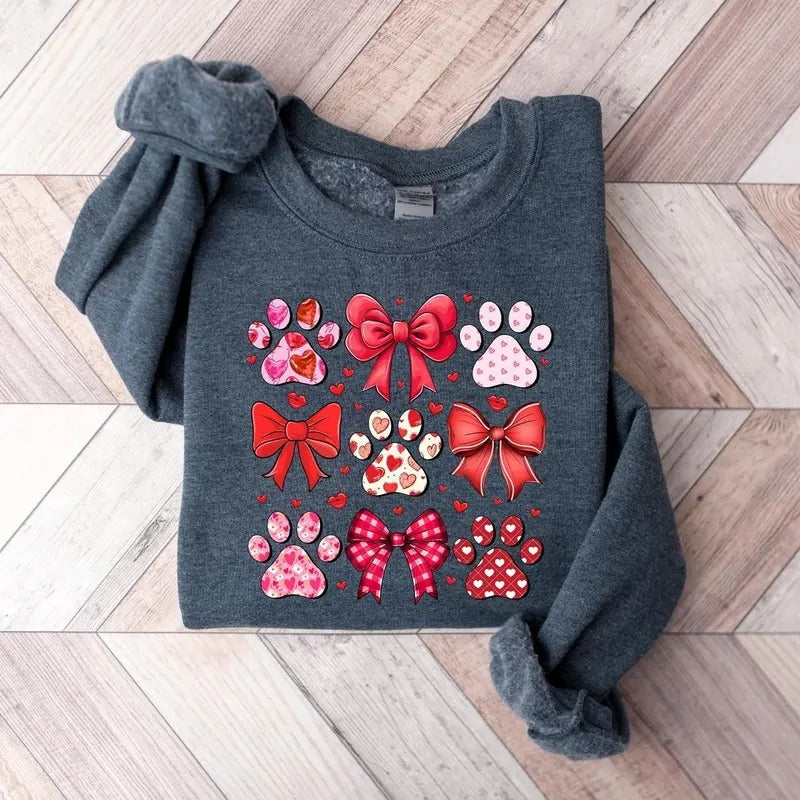 Dog Valentine Paw Heart Shirt, Valentine's Day Dog Shirt, Pet Lover Gift Shirt, Heart Paw Print Shirt, Cute Dog Lover...