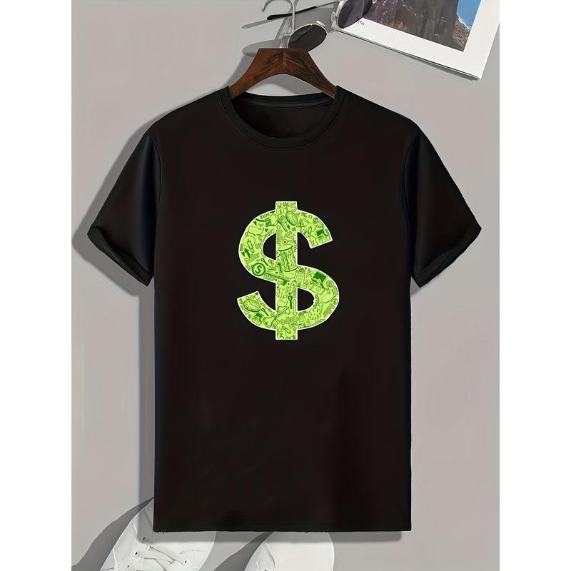Dollar Symbol Print, Men's Graphic T-shirt, Casual Comfy Tees For Summer, Men's Clothing made in usa Hoodie, Sweatshirt