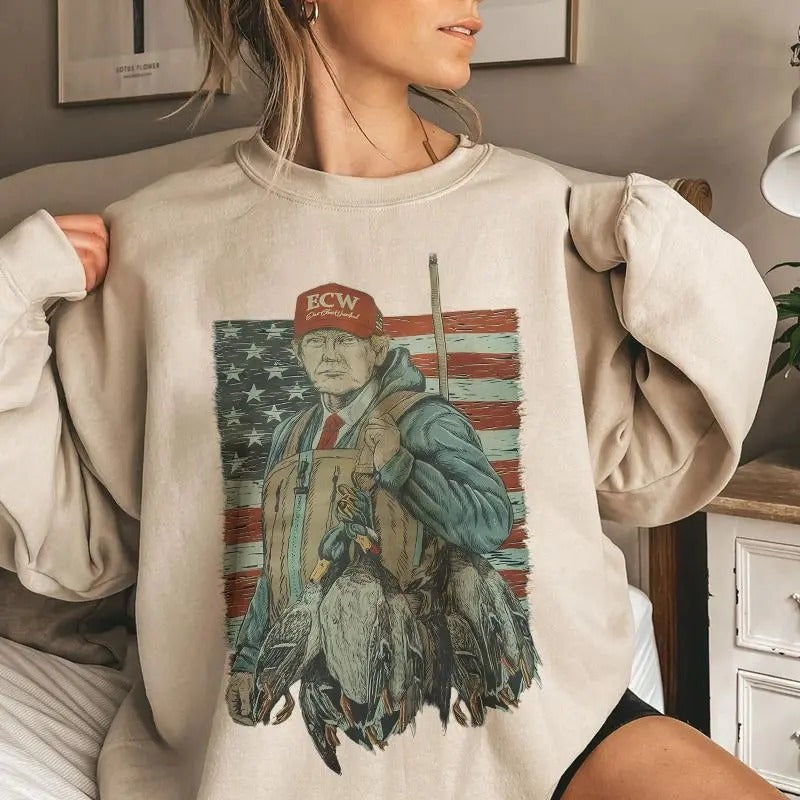 Donald.T Stacks Ducks Sweatshirt, Retro Hunting Sweater, Sweatshirt For Men And Women T-Shirts, Hoodie | UrbanDripWear.com