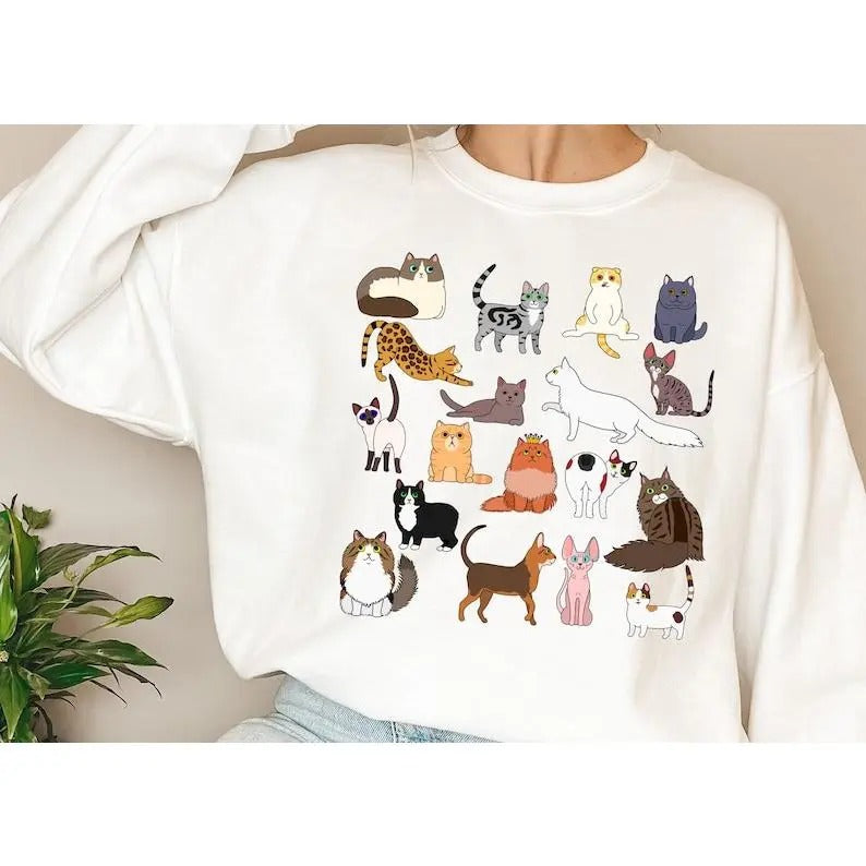 Doodle Cat Theme Shirt, Cottagecore Shirt, Cat Shirt, Cat Lover Shirt, Aesthetic Shirt, Teacher Shirt, Birthday...