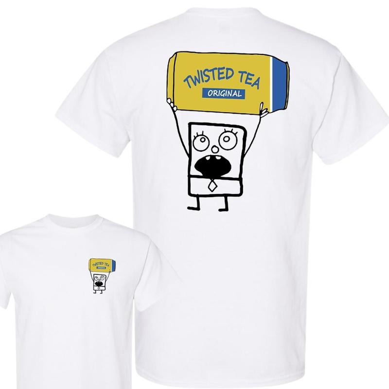 Doodlebob Twisted Tea Essential 2 Sided T-Shirt, Funny Drinking T-Shirt, Summer T-Shirt, Comfort Colors T-shirt, Women...