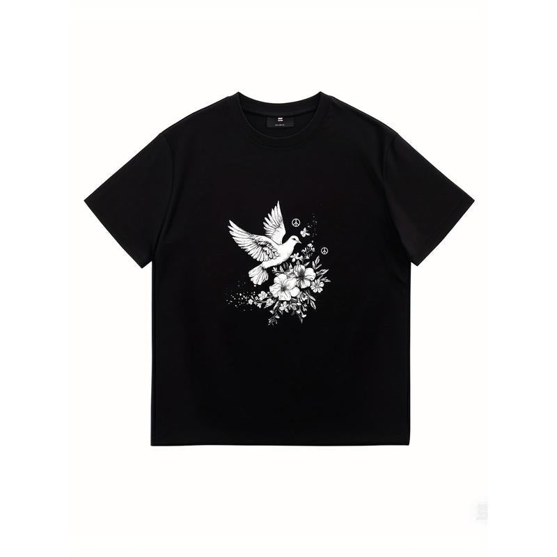 Dove White Pigeon Bird Vintage Peace Sign Flowers Comfortable Funny T Shirts 100% Cotton Creative Graphic Tees Suit...