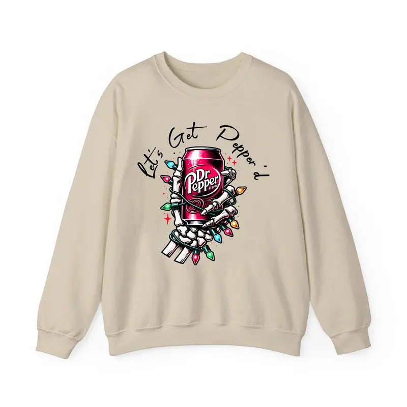 Dr. Pepper Skeleton Christmas Light Sweatshirt/Shirt/Hoodie, Retro Crewneck, Gift For Girlfriend | UrbanDripWear.com