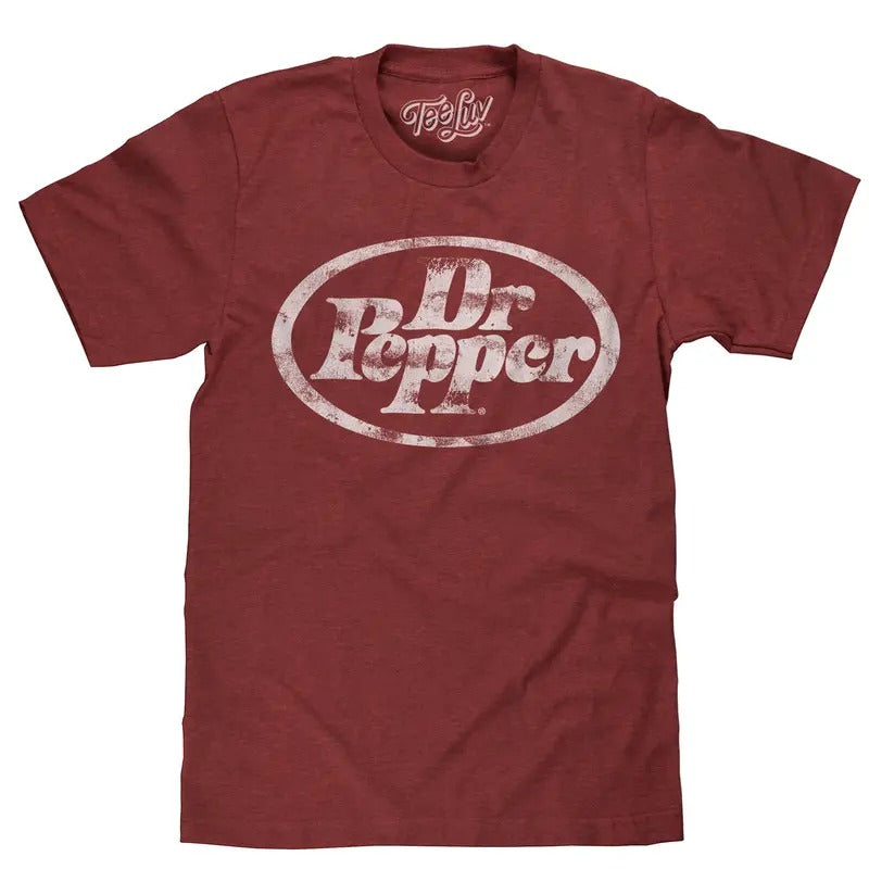 Dr Pepper Distressed Logo T-Shirt - Red graphic tee Hoodie, Sweatshirt | UrbanDripWear.com