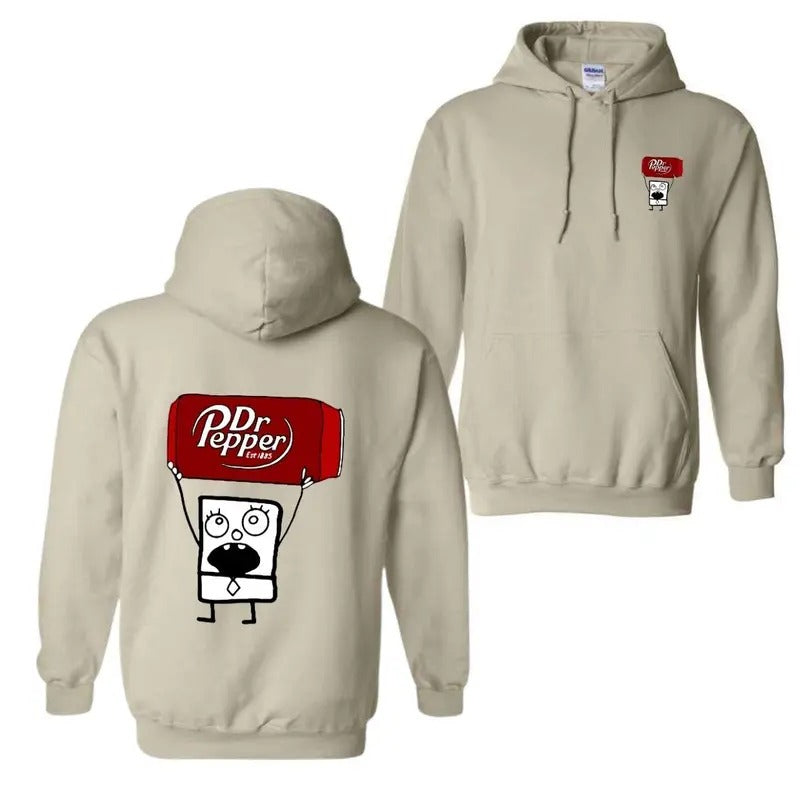 Dr Pepper Doodlebob 2 Sided Hoodie, Doodlebob Shirt, Double Sided Graphic Printed Unisex Classic Comfort Cotton Shirt,...
