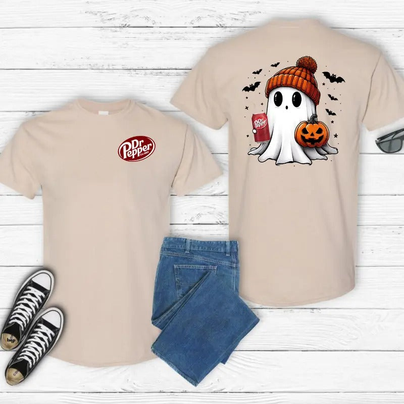 Dr Pepper Ghost Cute Halloween 2Sides T-Shirt Comfort Fabric Hoodie, Sweatshirt | UrbanDripWear.com