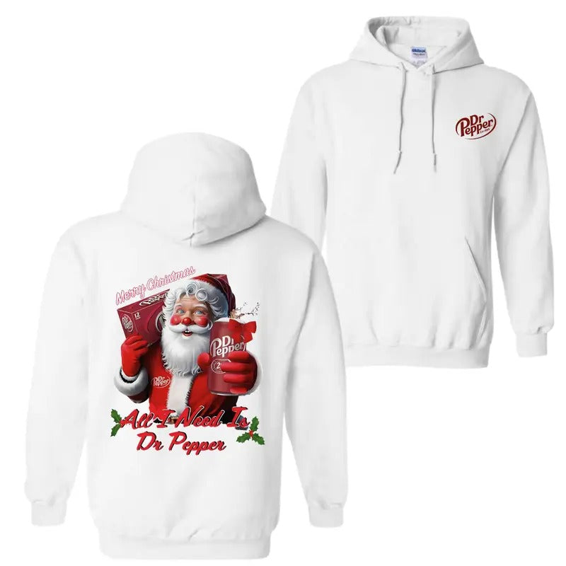Dr Pepper Santa Christmas Hoodie T-Shirt, All I Need Is Doctor Pepper Hoodie Sweatshirt | UrbanDripWear.com