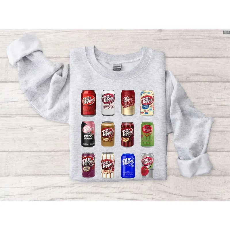 Dr.Pepper Sweatshirt, Dr.pepper Cans Sweatshirt, Retro Crewneck, Gift For Lovers, Cotton, Trendy Womenswear Top T-Shirts,...
