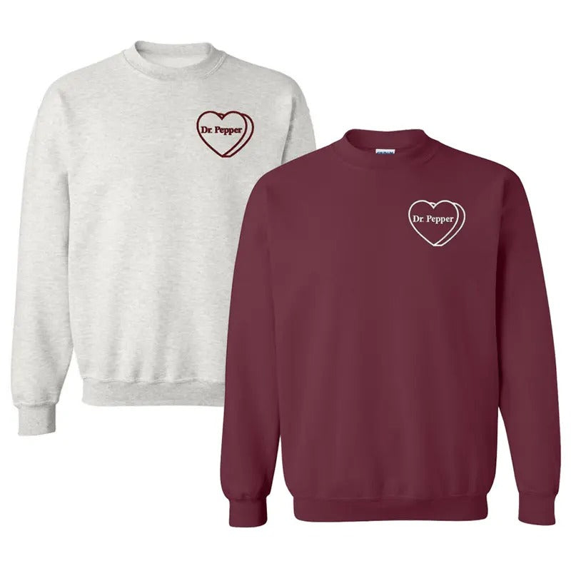 'Dr. Pepper Candy Heart' Crewneck Sweatshirt T-Shirts, Hoodie | UrbanDripWear.com