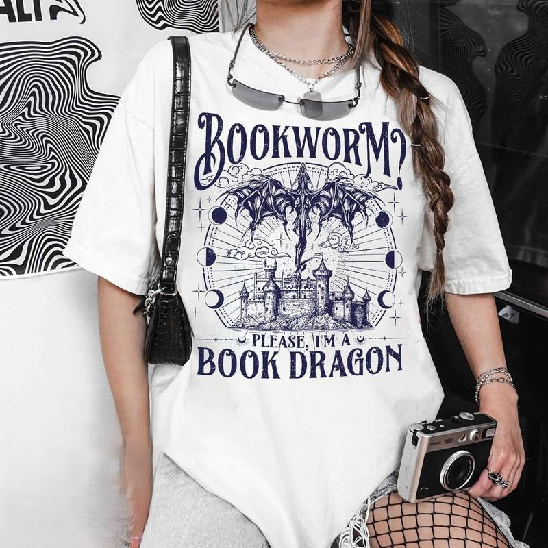 Dragon Book Comfort Colors T-shirt, Bookworm Tee, Reading Shirt, Reading Lover Gift, Bookish Shirt, Fantasy Book Shirt,...