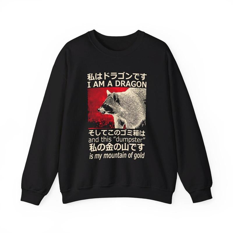 Dragon Raccoon Crewneck Sweatshirt T-Shirts, Hoodie | UrbanDripWear.com