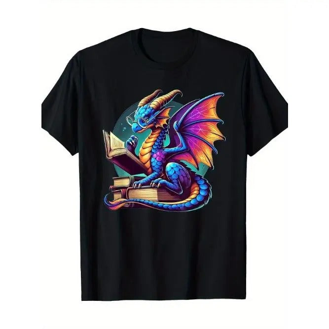 Dragon Reading A Book Bookworm Book Lover T-Shirt, Men's T-shirt Made in USA Hoodie, Sweatshirt | UrbanDripWear.com