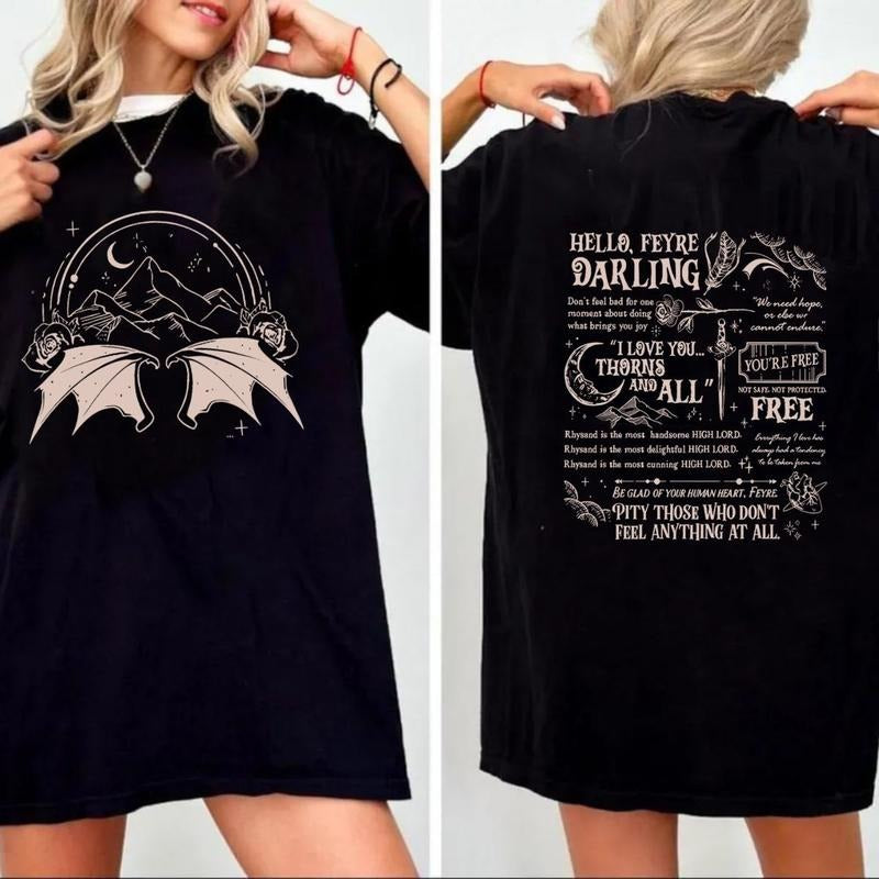 Dragon Vintage Dark Art Graphic Shirt, Dragon Rider, Violet Sorrengail, Bookish Gifts, Dragon Lovers Gift Tee, Graphic...