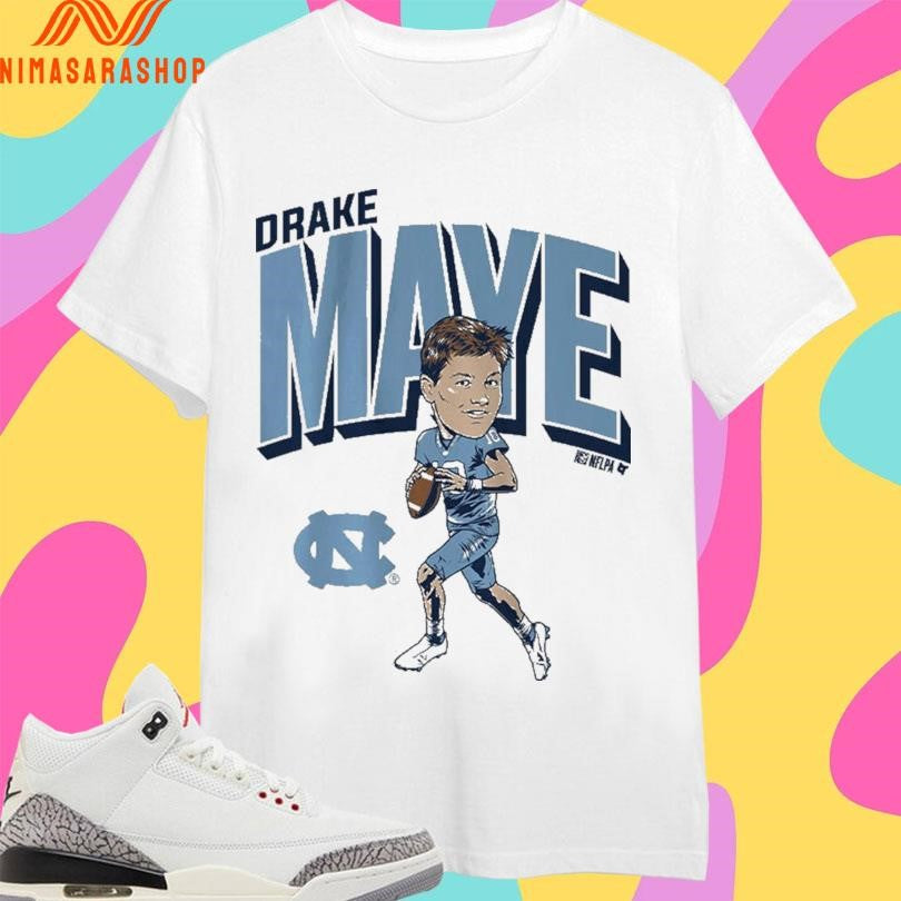 Drake Maye Pro Caricature North Carolina Tar Heels Football Shirts