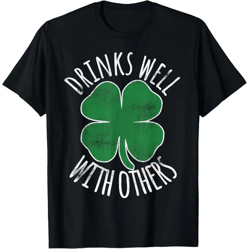 Drinks Well With Others St. Patrick's Day Drunk Beer Funny T-Shirt made in USA Hoodie, Sweatshirt | UrbanDripWear.com