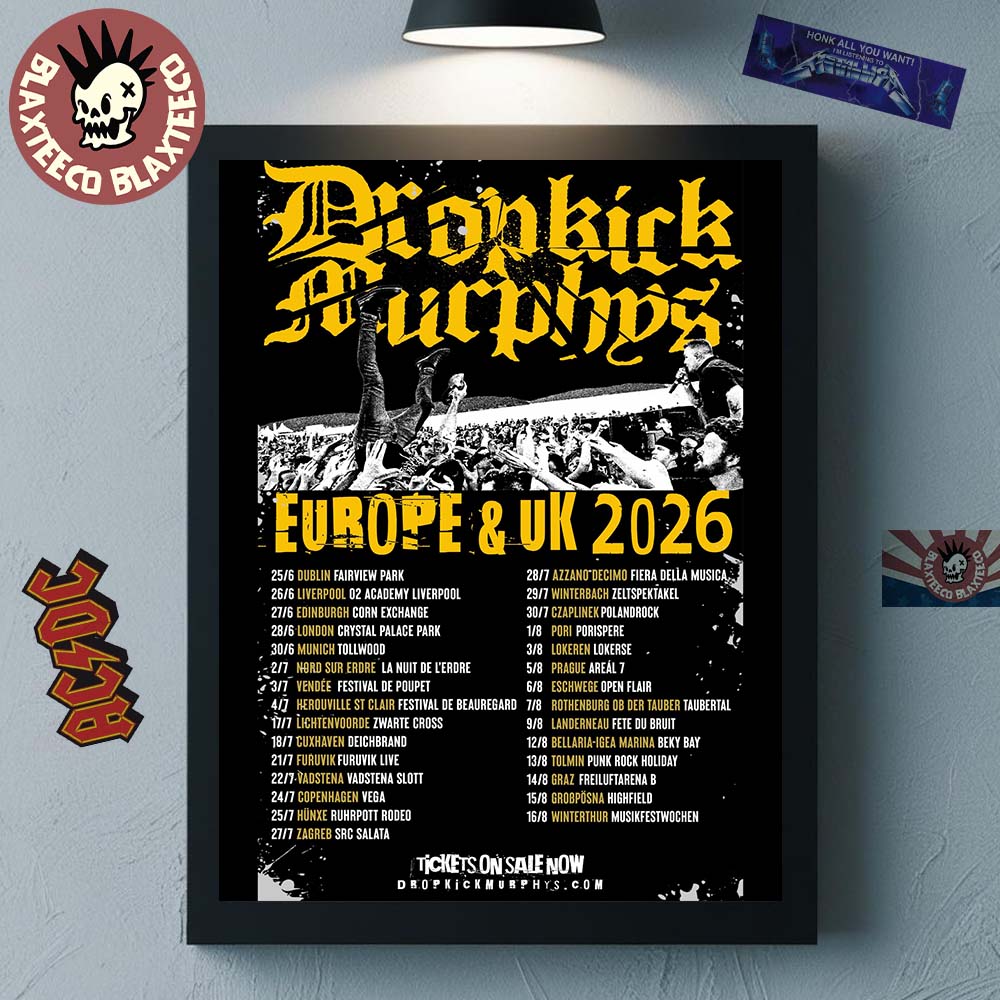 Dropkick Murphys Europe And UK 2026 Tour Schedule Dates Home Decor Poster Canvas
