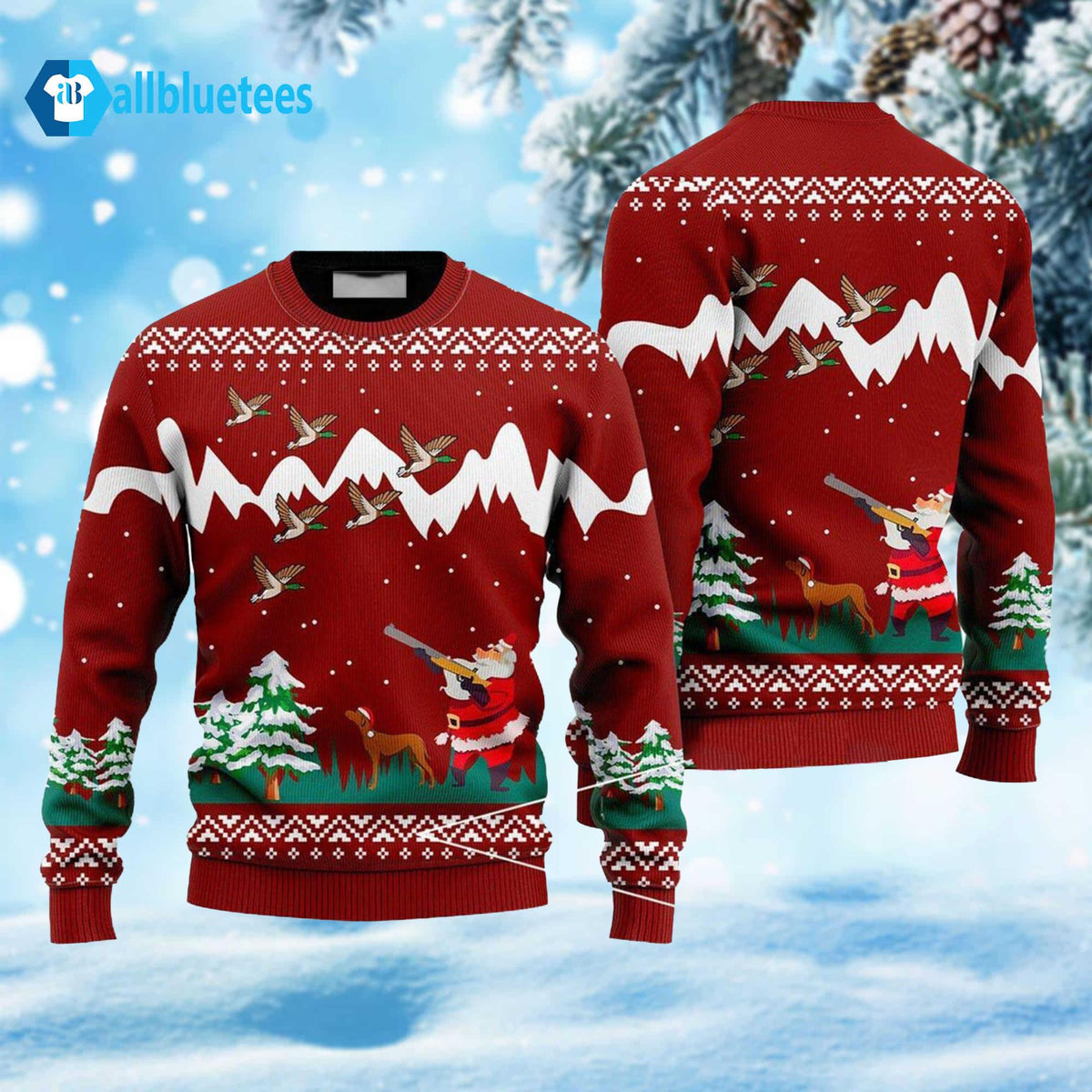 Duck Hunter Santa Ugly Christmas Sweater