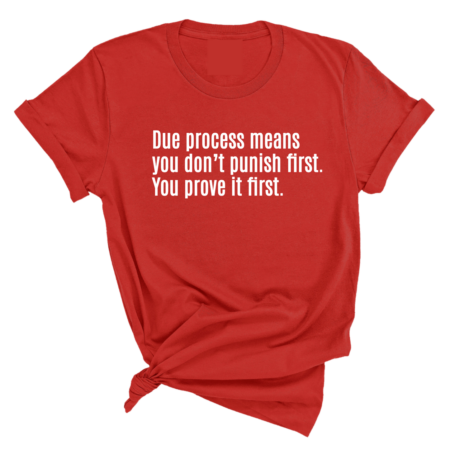 Due process means you donÃ¢â‚¬â„¢t punish first. You prove it first Unisex Tee