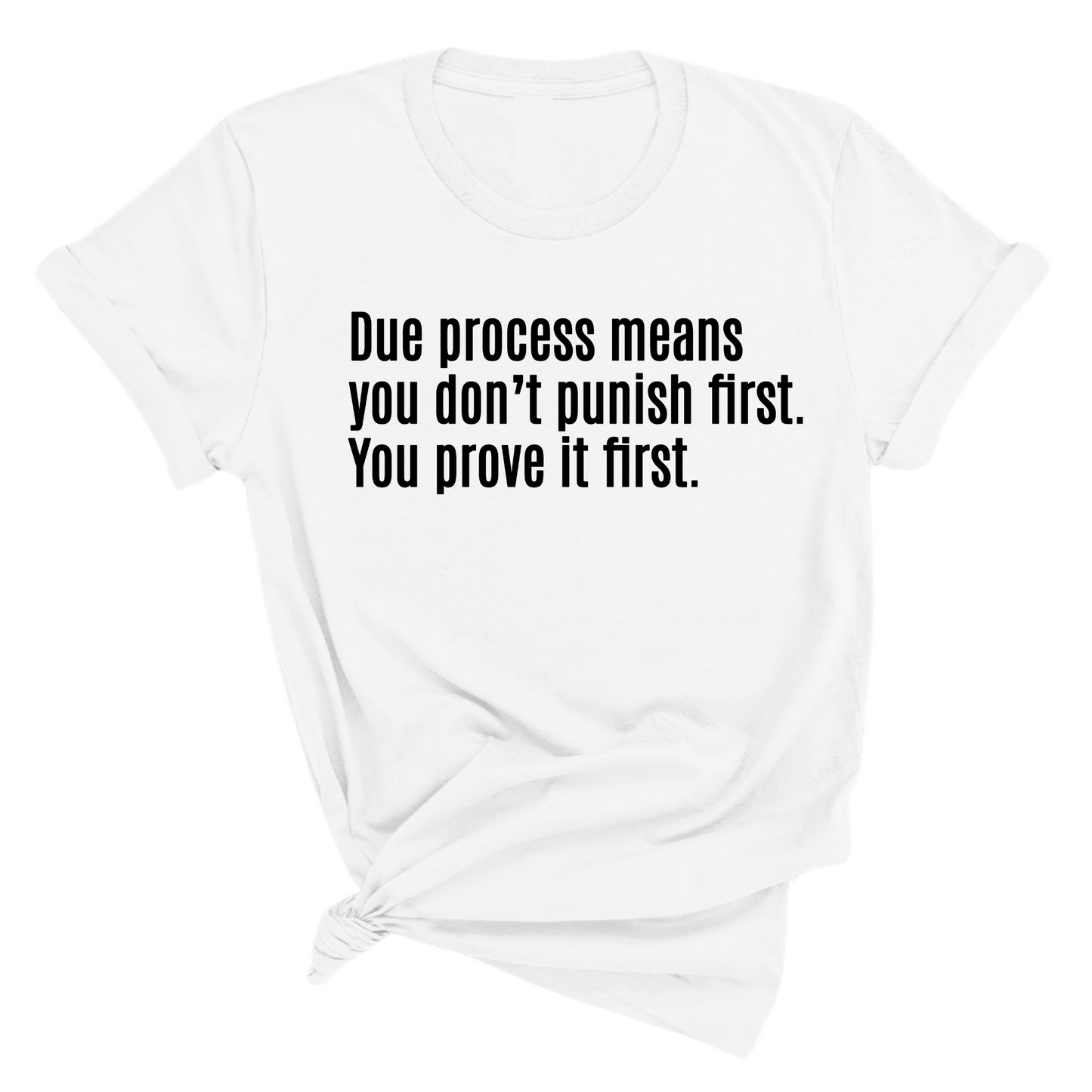 Due process means you donÃ¢â‚¬â„¢t punish first. You prove it first Unisex Tee