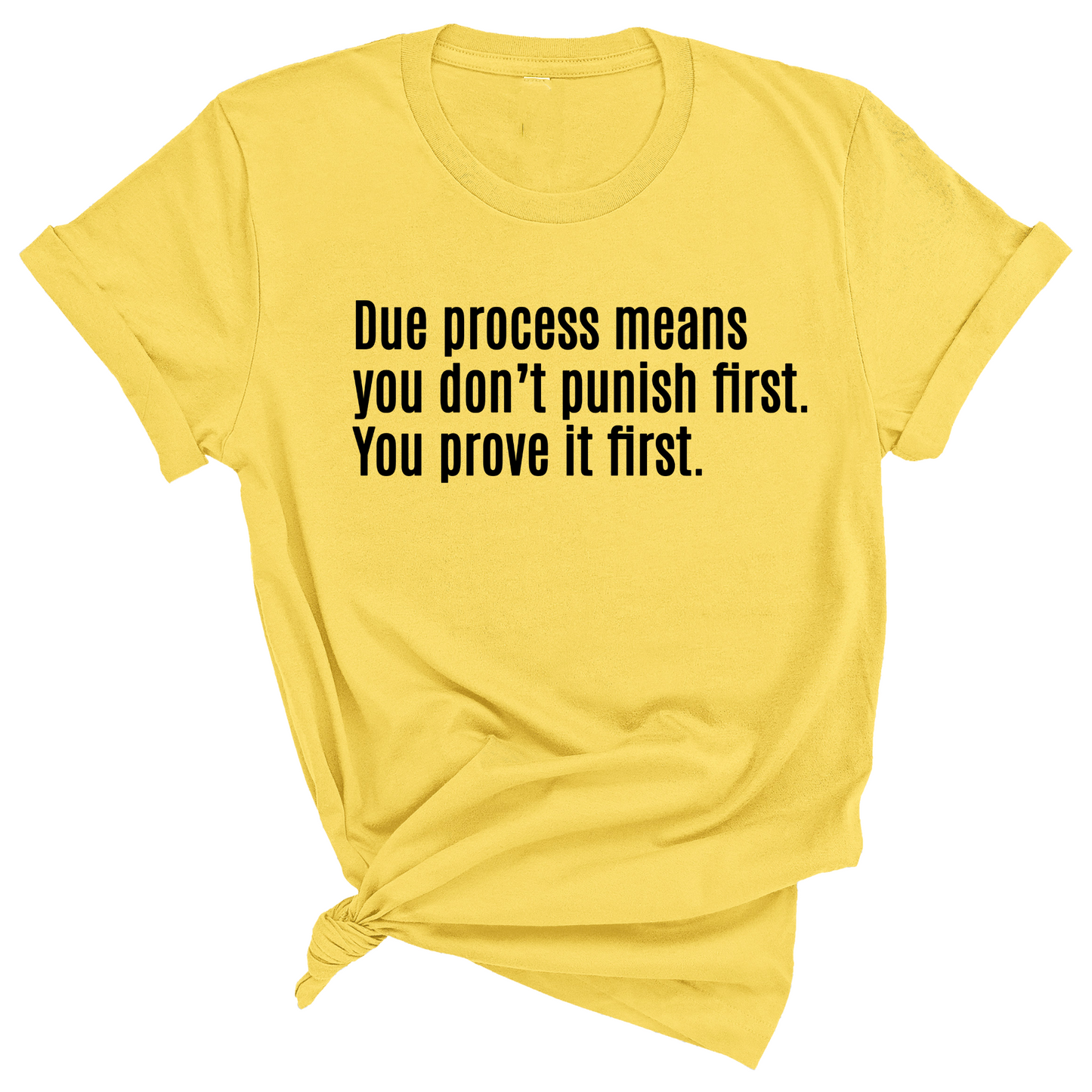 Due process means you donÃ¢â‚¬â„¢t punish first. You prove it first Unisex Tee