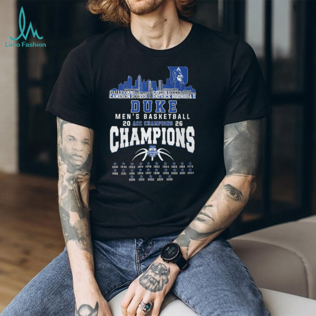 Duke Men’s Basketball 2026 ACC Champions Skyline & Roster Signature T Shirt