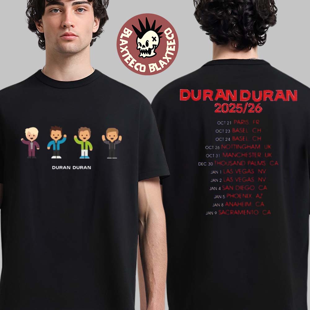 Duran Duran 2025 2026 World Tour Funny Band Characters With Dates Back T-Shirt